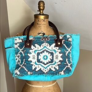 Myra Bag Aqua Imagica Recycled Fabrics Turquoise Tote